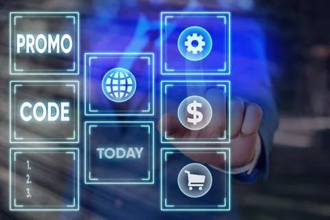 Word writing text Promo Code. Business concept for letters or numbers that Stockfoto's