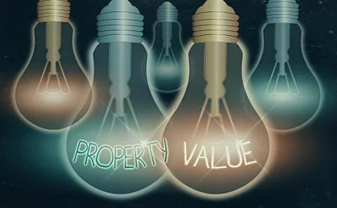 Word writing text Property Value. Business concept for Worth of a land Real Stock Illustration