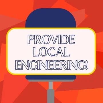 Word writing text Provide Local Engineering. Business concept for Building dams Ilustración de archivo