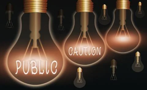 Word writing text Public Caution. Business concept for formal warning given to Stock-Illustration