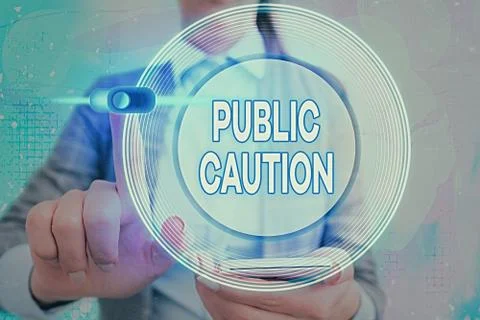 Word writing text Public Caution. Business concept for formal warning given to Stockfoto's