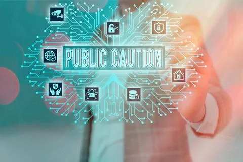 Word writing text Public Caution. Business concept for formal warning given to Stockfoto's