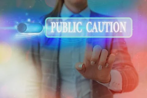Word writing text Public Caution. Business concept for formal warning given to Stockfoto's