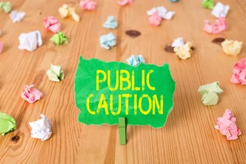Word writing text Public Caution. Business concept for formal warning given to Stockfoto's