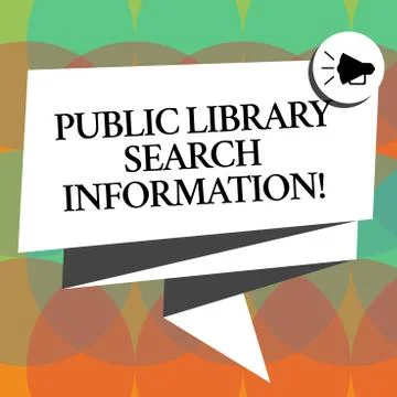 Word writing text Public Library Search Information. Business concept for Ilustración de archivo