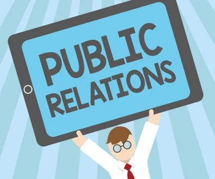 Word writing text Public Relations. Business concept for practice managing Illustrazione stock
