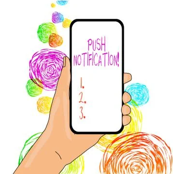 Word writing text Push Notification. Business concept for automated message sent Stock Illustration