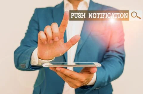 Word writing text Push Notification. Business concept for automated message sent Stock Photos