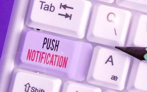 Word writing text Push Notification. Business concept for automated message sent Stock Photos