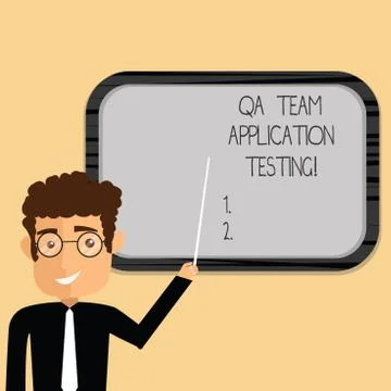Word writing text Qa Team Application Testing. Business concept for Question and Illustrazione stock
