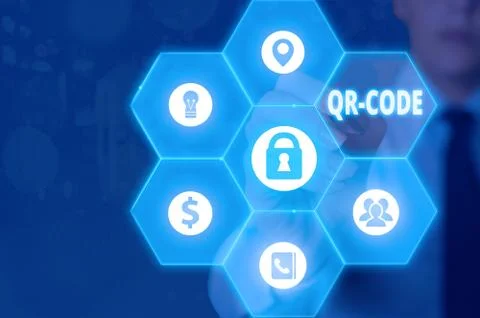 Word writing text Qr Code. Business concept for the trademark for a type of Foto stock