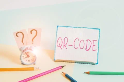 Word writing text Qr Code. Business concept for the trademark for a type of Foto stock