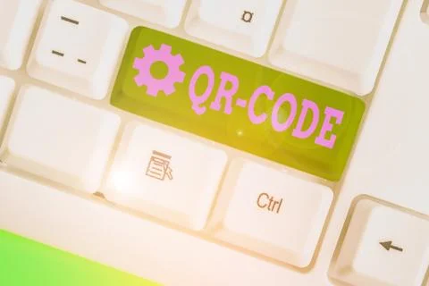 Word writing text Qr Code. Business concept for the trademark for a type of Stock Photos