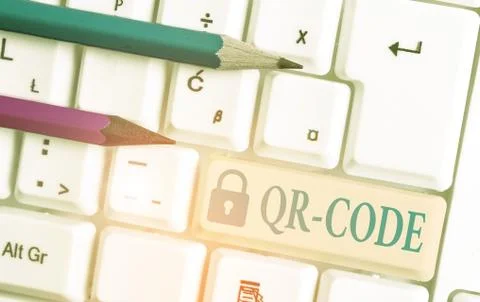 Word writing text Qr Code. Business concept for the trademark for a type of Foto stock