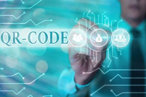Word writing text Qr Code. Business concept for the trademark for a type of Foto stock