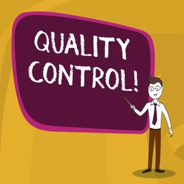 Word writing text Quality Control. Business concept for system of maintaining Illustrazione stock