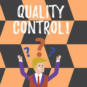 Word writing text Quality Control. Business concept for system of maintaining Illustrazione stock