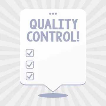 Word writing text Quality Control. Business concept for system of maintaining Illustrazione stock