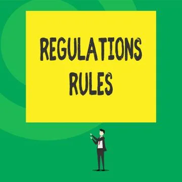 Word writing text Regulations Rules. Business concept for Standard Statement Illustrazione stock