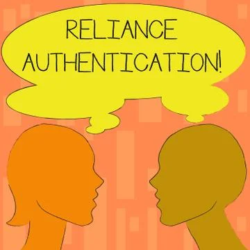 Word writing text Reliance Authentication. Business concept for part of trust Stock Illustration