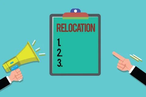 Word writing text Relocation. Business concept for Action of moving to a new Stock Illustration