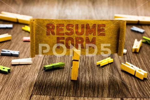 Word writing text Resume Form. Business concept for describe the layout elements Stock Photos