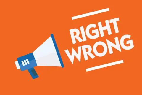 Word writing text Right Wrong. Business concept for choose between two decisions Stock Illustration