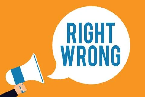 Word writing text Right Wrong. Business concept for choose between two decisions Illustrazione stock