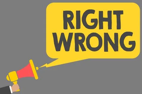 Word writing text Right Wrong. Business concept for choose between two decisions Illustrazione stock