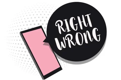 Word writing text Right Wrong. Business concept for choose between two decisions Illustrazione stock