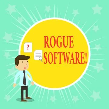 Word writing text Rogue Software. Business concept for type of malware that 스톡 일러스트
