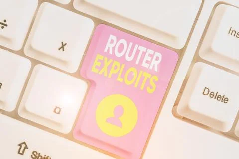 Word writing text Router Exploits. Business concept for takes advantage of a 스톡 사진