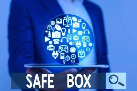 Word writing text Safe Box. Business concept for A small structure where you can Stock Photos
