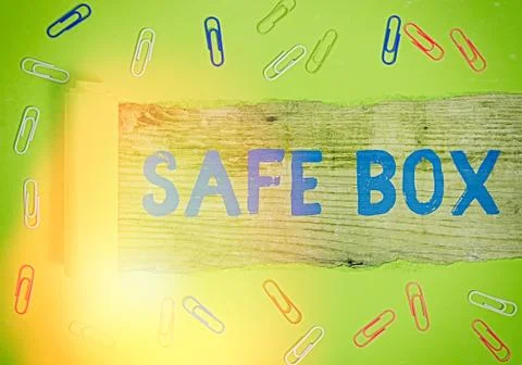 Word writing text Safe Box. Business concept for A small structure where you can Stock Photos