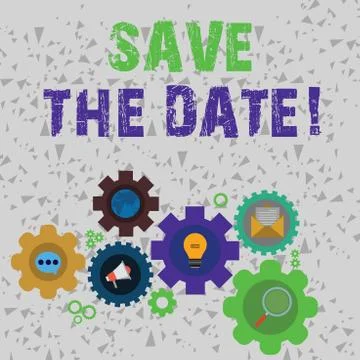 Word writing text Save The Date.... Business concept for remember specific Stock Illustration