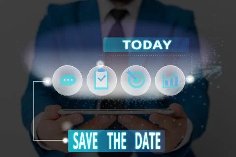 Word writing text Save The Date. Business concept for Systematized events 스톡 사진