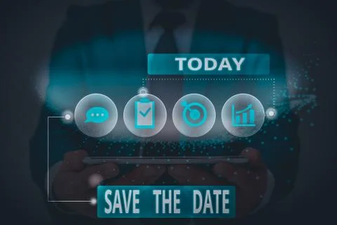 Word writing text Save The Date. Business concept for Systematized events Stock Photos