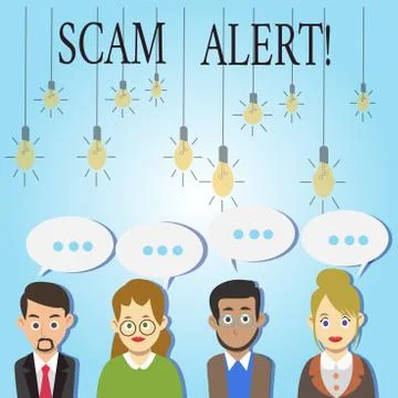 Word writing text Scam Alert. Business concept for Safety warning to avoid fraud Stock Illustration