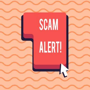 Word writing text Scam Alert. Business concept for Safety warning to avoid fraud Stock Illustration