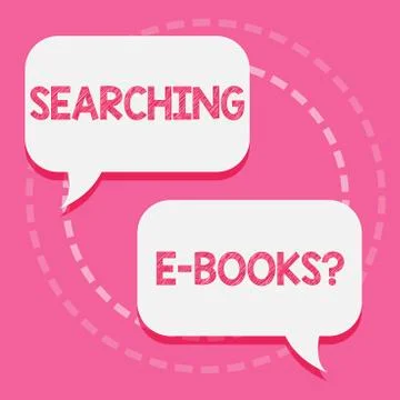 Word writing text Searching E Booksquestion. Business concept for Looking for Stock-Illustration