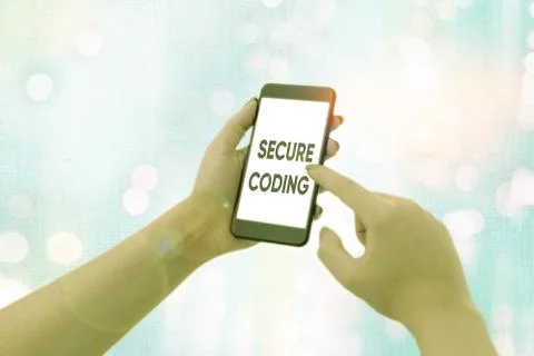 Word writing text Secure Coding. Business concept for Applied to avoid the Stock Photos