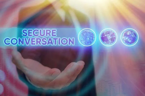 Word writing text Secure Conversation. Business concept for Secured Encrypted 库存照片