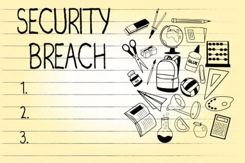 Word writing text Security Breach. Business concept for incident that results in 库存插图