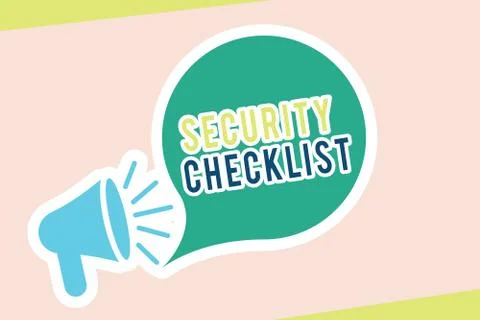 Word writing text Security Checklist. Business concept for Protection of Data Illustrazione stock