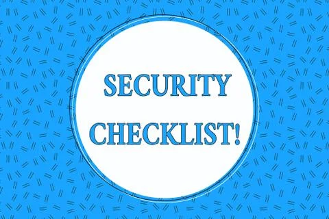 Word writing text Security Checklist. Business concept for Protection of Data Stock Illustration