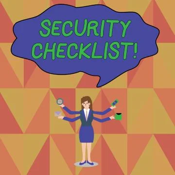Word writing text Security Checklist. Business concept for Protection of Data Stockillustratie