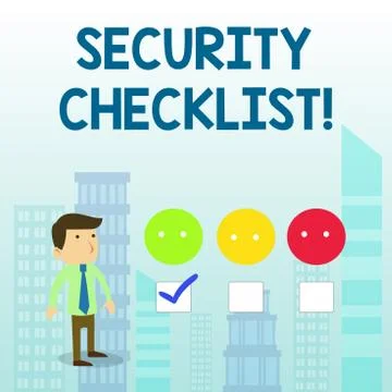 Word writing text Security Checklist. Business concept for Protection of Data Illustrazione stock