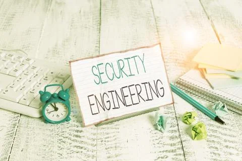 Word writing text Security Engineering. Business concept for focus on the Stock Photos