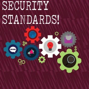 Word writing text Security Standards. Business concept for the scope of security Stock Illustration