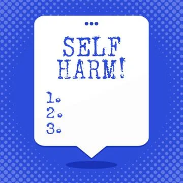 Word writing text Self Harm. Business concept for deliberate injury typically Illustrazione stock
